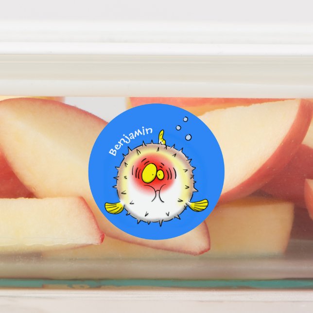 Funny puffer fish porcupine fish cartoon (Affixed)