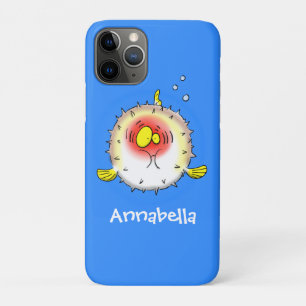 Funny puffer fish porcupine fish cartoon iPhone 11 pro case