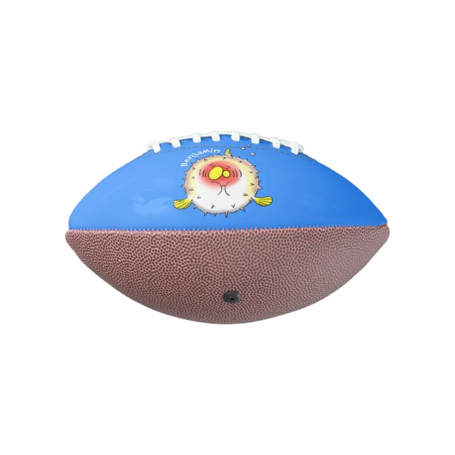 Funny puffer fish porcupine fish cartoon football (Rotated 270)