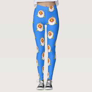 Funny puffer fish porcupine fish cartoon leggings