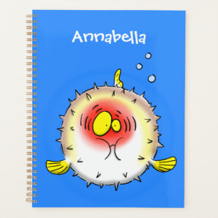Funny puffer fish porcupine fish cartoon planner
