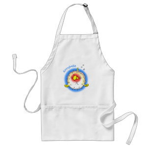 Funny puffer fish porcupine fish cartoon standard apron