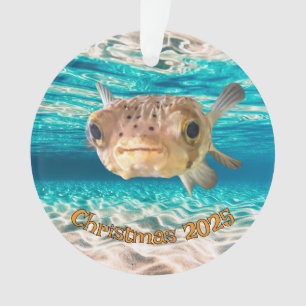 Funny Puffer Fish Warning: May Puff Under Pressure Ornament