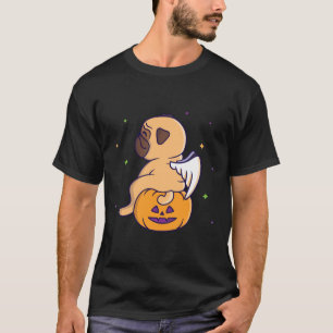 Funny pug angel sitting on the pumpkin Classic T-S T-Shirt