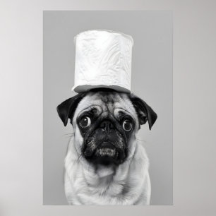 Funny Pug Bathroom Art Print, Toilet Paper Humor Poster