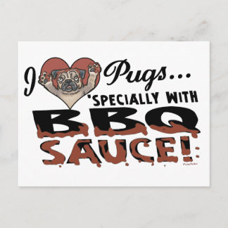 Funny Pug BBQ Postcard