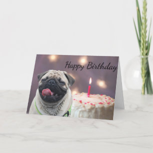 Funny pug birthday card