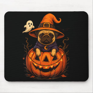 Funny Pug Breed Pet Halloween Pumpkins Halloween Mouse Pad