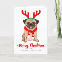 Funny Pug Christmas Card