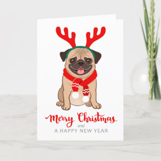 Funny Pug Christmas Card