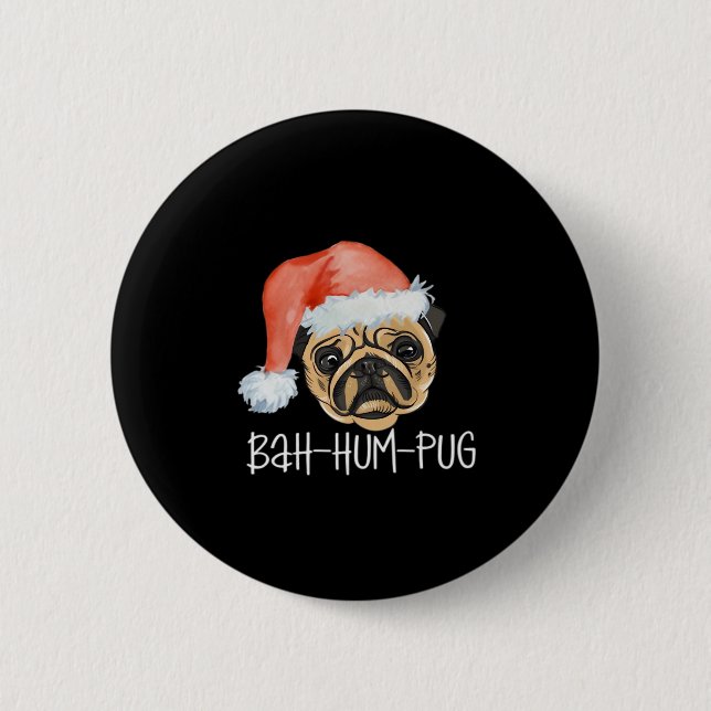 Funny Pug Christmas Dog Mom Dad Pyjamas Oversized  2 Inch Round Button (Front)