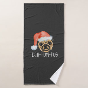 Funny Pug Christmas Dog Mom Dad Pyjamas Oversized  Bath Towel