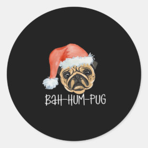 Funny Pug Christmas Dog Mom Dad Pyjamas Oversized Classic Round Sticker