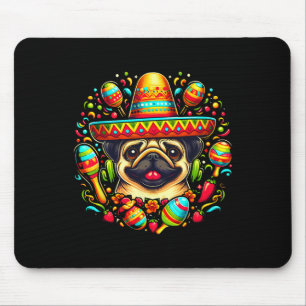 Funny Pug Cinco De Mayo Cute Mexican Dog Sombrero Mouse Pad