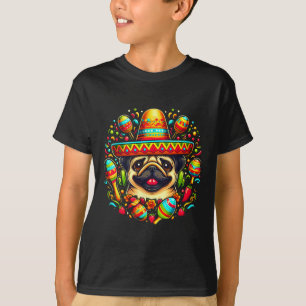Funny Pug Cinco De Mayo Cute Mexican Dog Sombrero T-Shirt