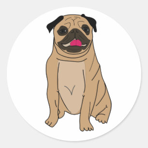 Funny Pug Cute Puppy Dog Mom Hello Love Classic Round Sticker