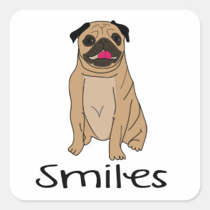 Funny Pug Cute Puppy Dog Mom Hello Love Square Sticker