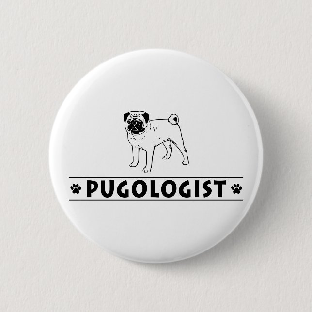 Funny Pug Dog 2 Inch Round Button (Front)