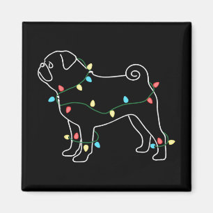 Funny Pug Dog Christmas Outfit, Pug Christmas Ligh Magnet