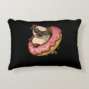 Funny Pug Dog Doughnut Lover Pet Accent Pillow