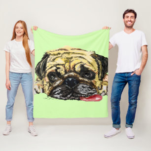 Funny Pug Dog Fleece Blanket - Your Colours