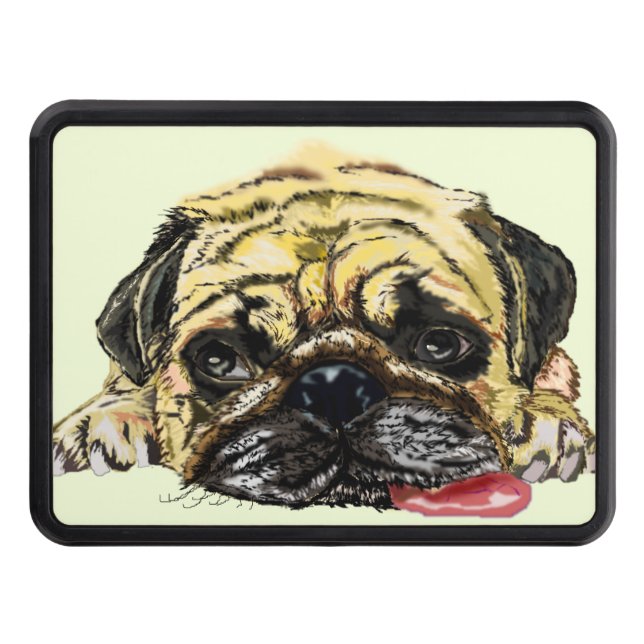 Funny Pug Dog Hitch Cover - Your Colours - Text (Front)