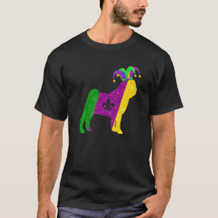 Funny Pug Dog Mardi Gras Party Mask Beads Dog Prem T-Shirt