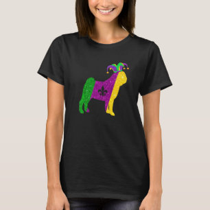Funny Pug Dog Mardi Gras Party Mask Beads Dog Prem T-Shirt