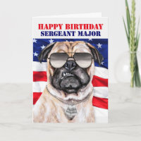 Funny Pug Dog Military Sergeant Major Birthday