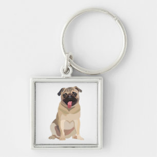 Funny Pug Dog Pet Lover Gift For Lover Keychain