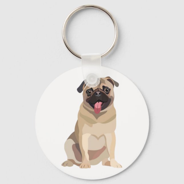 Funny Pug Dog Pet Lover | Gift For Lover Keychain (Front)