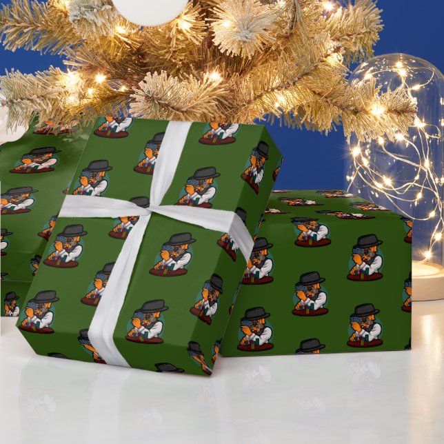 Funny Pug Dog Pet Playing Black Jack 21 Smoking   Wrapping Paper (Holidays)