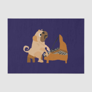 Funny Pug Dog Playing the Piano Tissue Paper
