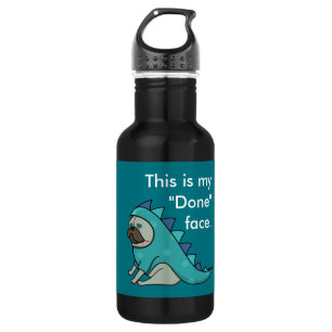 Funny Pug Dog Pugasaurus is "Done"  532 Ml Water Bottle