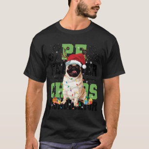 Funny Pug Dog Reindeer Light Christmas Gifts Funny T-Shirt