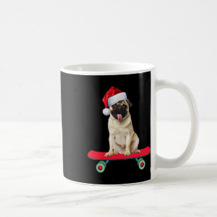 Funny Pug Dog Skateboarding Santa Claus Men Women Coffee Mug