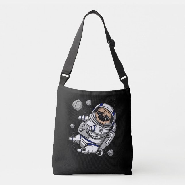 Funny Pug Dog Space Astronaut Cosmic Pet Crossbody Bag (Front)