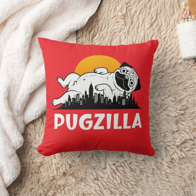 Funny Pug Dog Throw Pillow (Blanket)