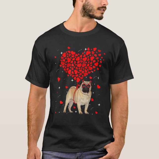 Funny Pug Dog Valentine Pet Puppy Dog Lover T-Shirt (Front)