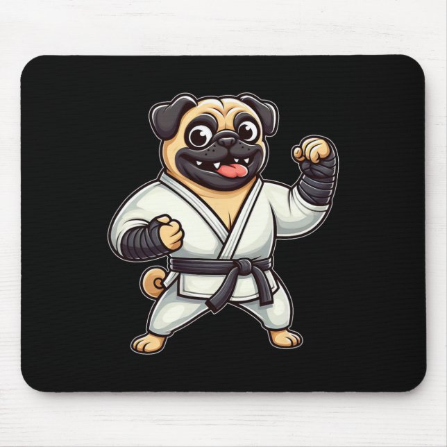 Funny Pug Doing Karate Martial Arts  Mouse Pad (Front)