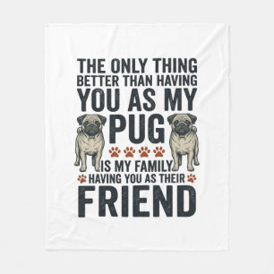 Funny Pug Family Friend Vintage Engraving Shirt De Fleece Blanket