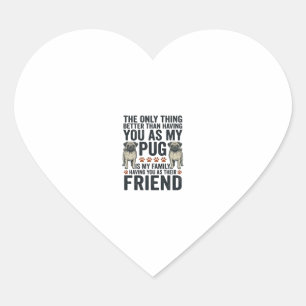 Funny Pug Family Friend Vintage Engraving Shirt De Heart Sticker