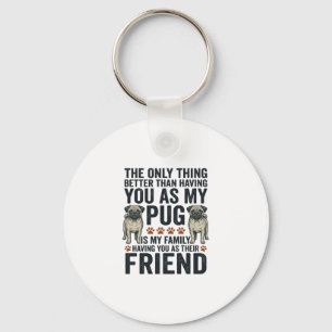 Funny Pug Family Friend Vintage Engraving Shirt De Keychain
