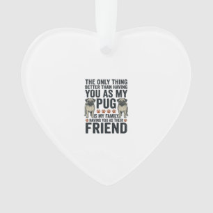 Funny Pug Family Friend Vintage Engraving Shirt De Ornament