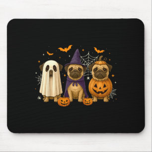 Funny Pug Ghost Witch Pumpkin Halloween Costume Mouse Pad
