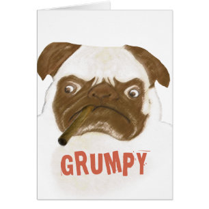 Funny Pug Grumpy Puggy with Cigar