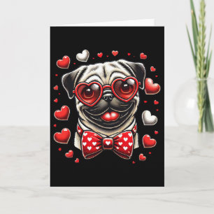 Funny Pug Heart Headnd Valentine Pug Womens Mens K Card