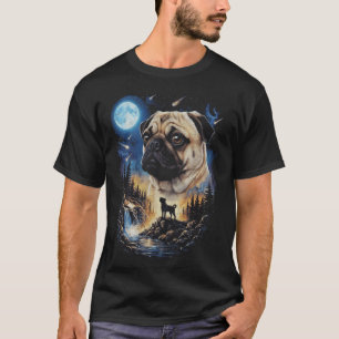 Funny Pug Howling at The Moon T-Shirt