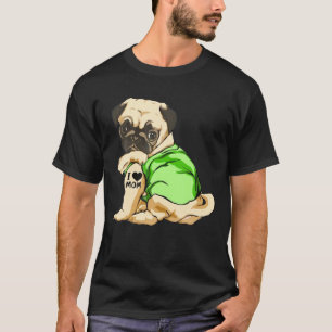Funny Pug I Love Mom Tattooed Dog Mother Day T-Shirt