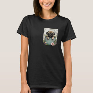 Funny Pug in Pocket Puppy Dog Clothing Cute Pug In T-Shirt